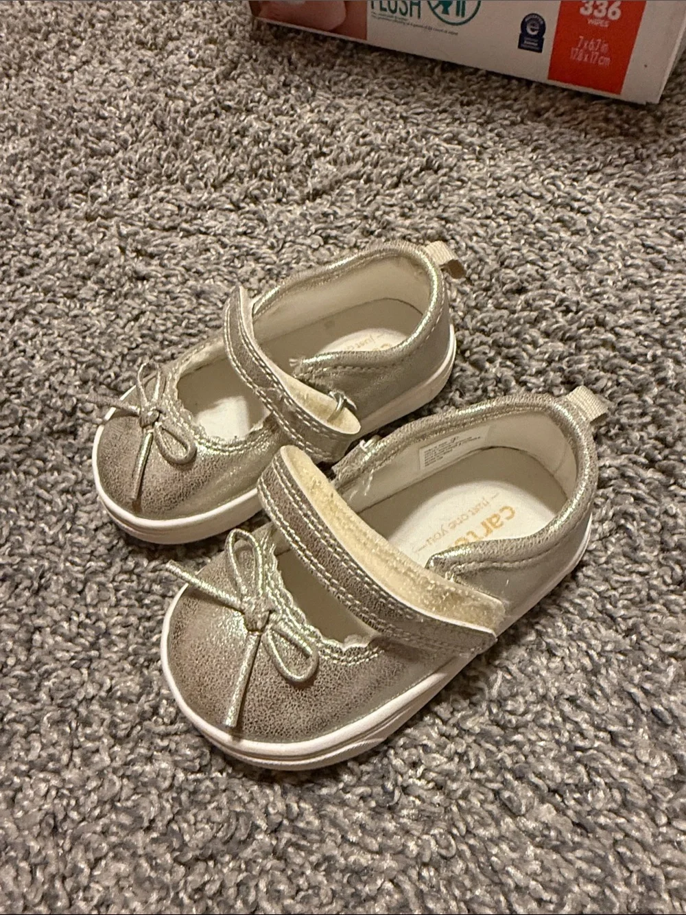 Carter's Shimmery Silver Mary Jane Baby Shoes